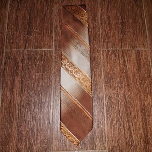 Vintage Ambassador Brown Tan Polyester Neck Tie